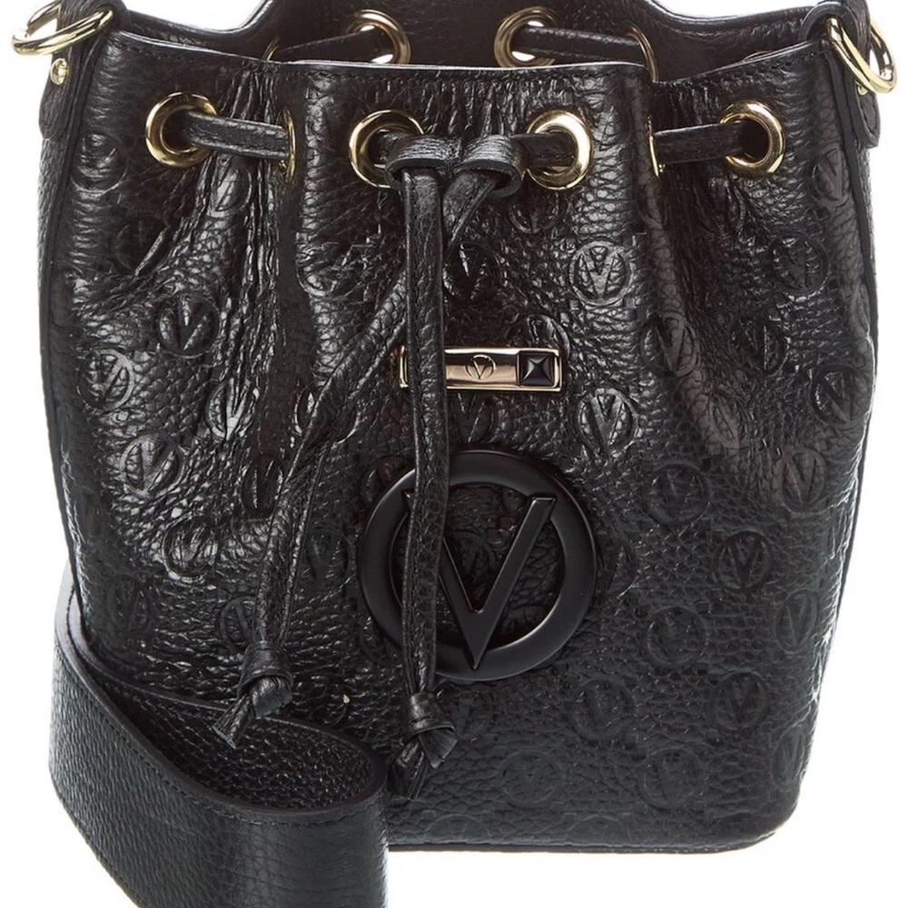 Valentino By Mario Valentino Black Embossed Bucket Bag